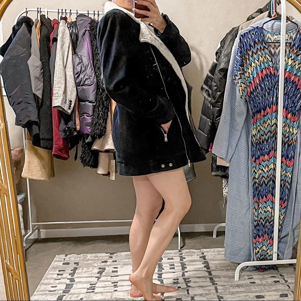 Show Me Your Mumu Elisha Corduroy Sherpa Jacket Black M - Picture 3 of 9